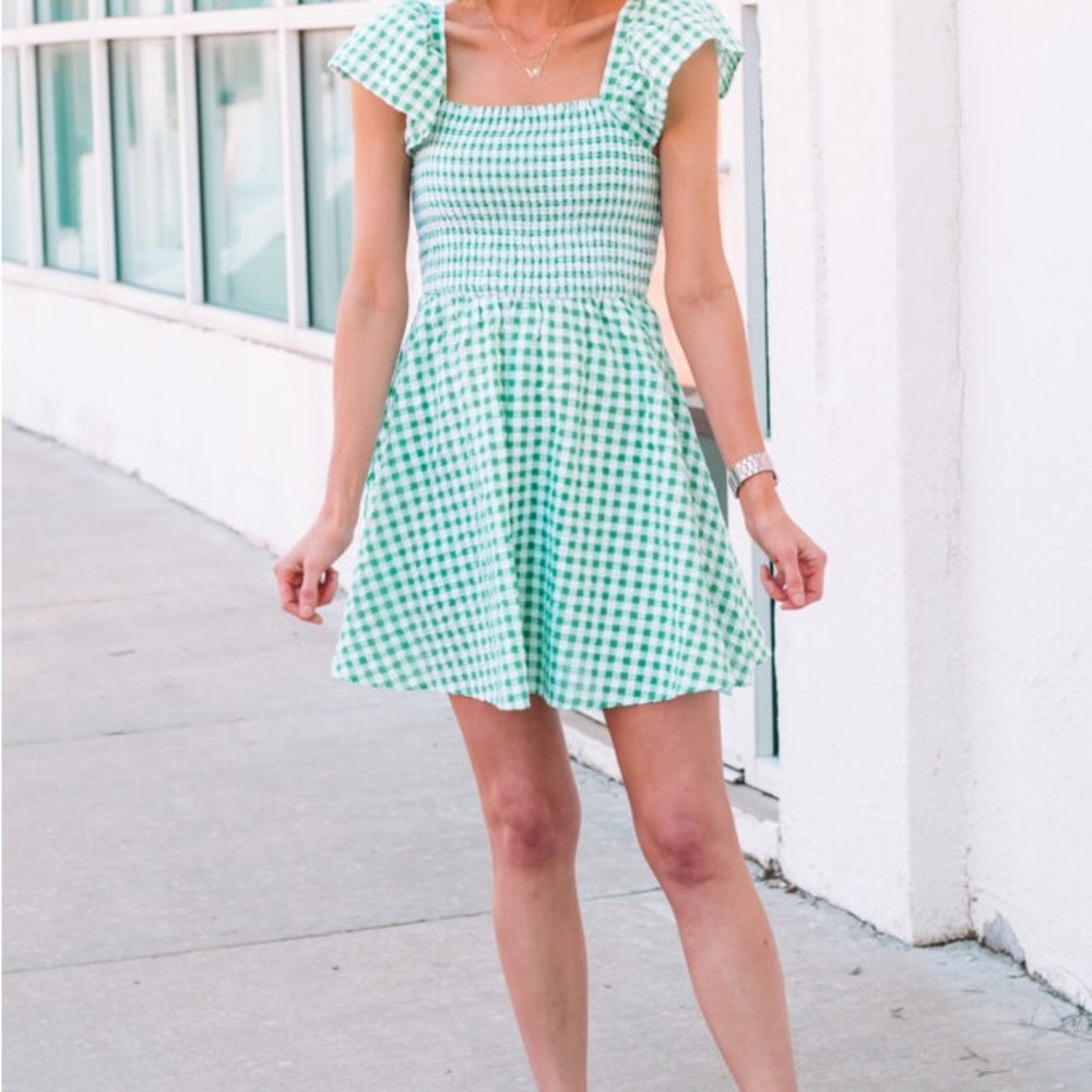 Old Navy Medium Gingham Green Dress